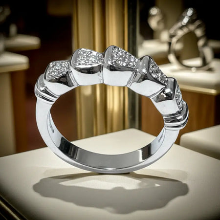 Fedina oro bianco 750/1000 e diamanti Salvini|bonini-gioielli