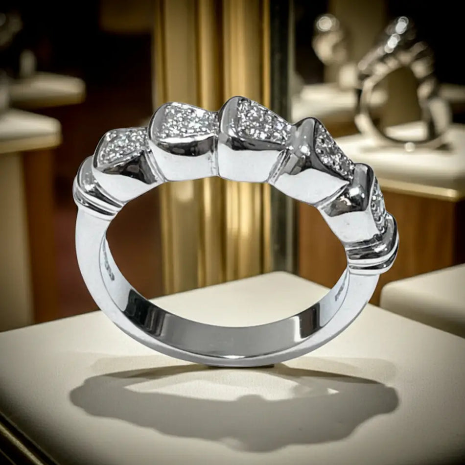 Fedina oro bianco 750/1000 e diamanti Salvini|bonini-gioielli