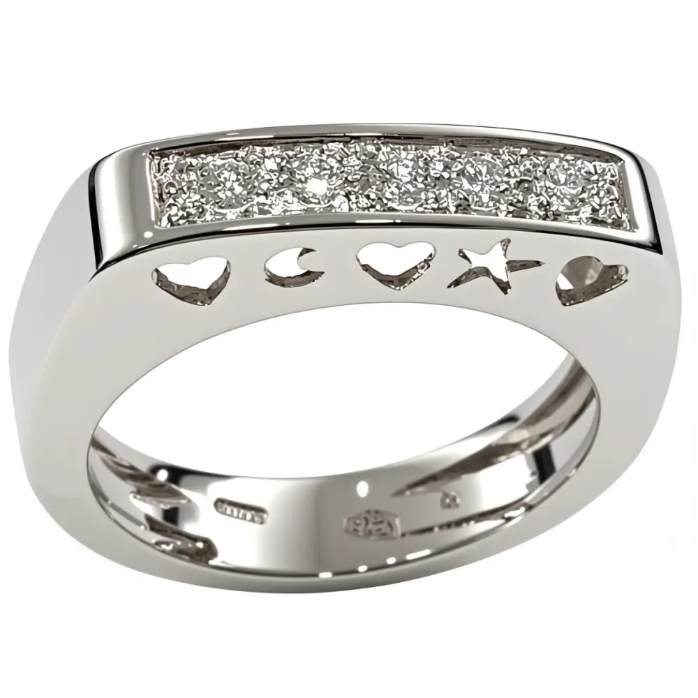 Fedina oro bianco con 5 diamanti CEVA GIOIELLI| bonini-gioielli