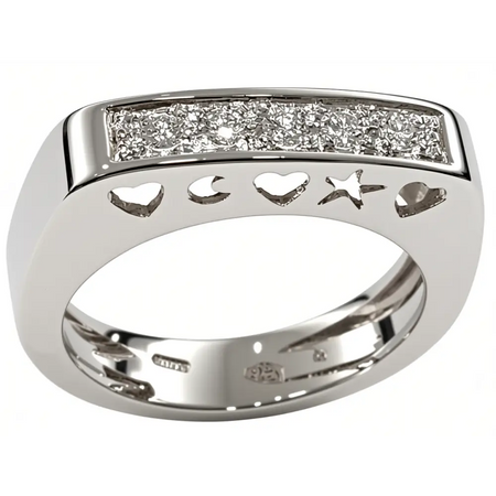 Fedina oro bianco con 5 diamanti CEVA GIOIELLI| bonini-gioielli