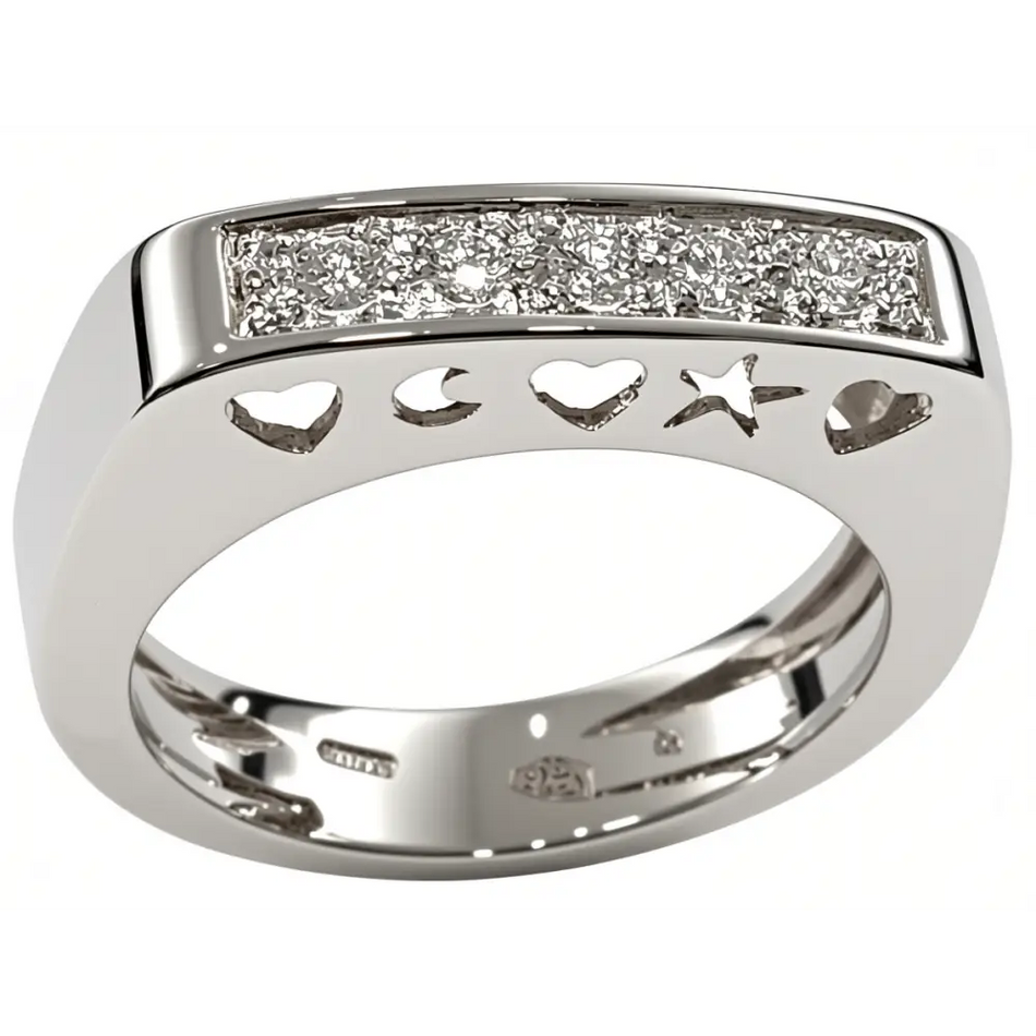 Fedina oro bianco con 5 diamanti CEVA GIOIELLI| bonini-gioielli