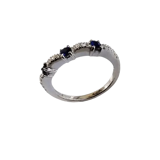 fedina oro bianco con diamanti e zaffiri blu Salvini|bonini-gioielli