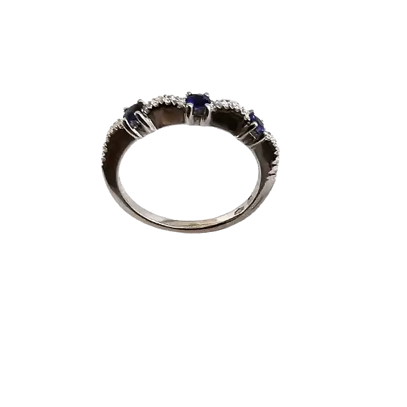 fedina oro bianco con diamanti e zaffiri blu Salvini|bonini-gioielli