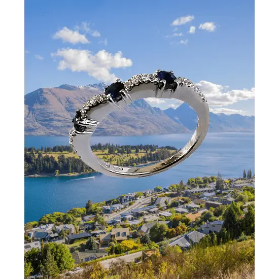 fedina oro bianco con diamanti e zaffiri blu Salvini|bonini-gioielli