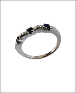 Fedina Salvini oro bianco con diamanti e zaffiri blu quadrati