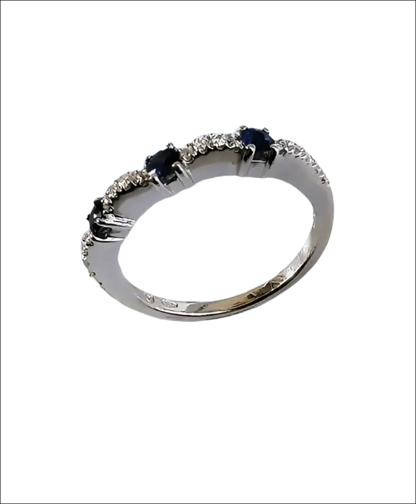 Anello Fedina Salvini oro bianco con diamanti e zaffiri blu