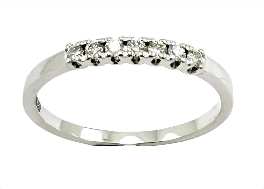 Fedina Oro Bianco e Diamanti ct 0,52 VS F, anello delicata banda argento con diamanti