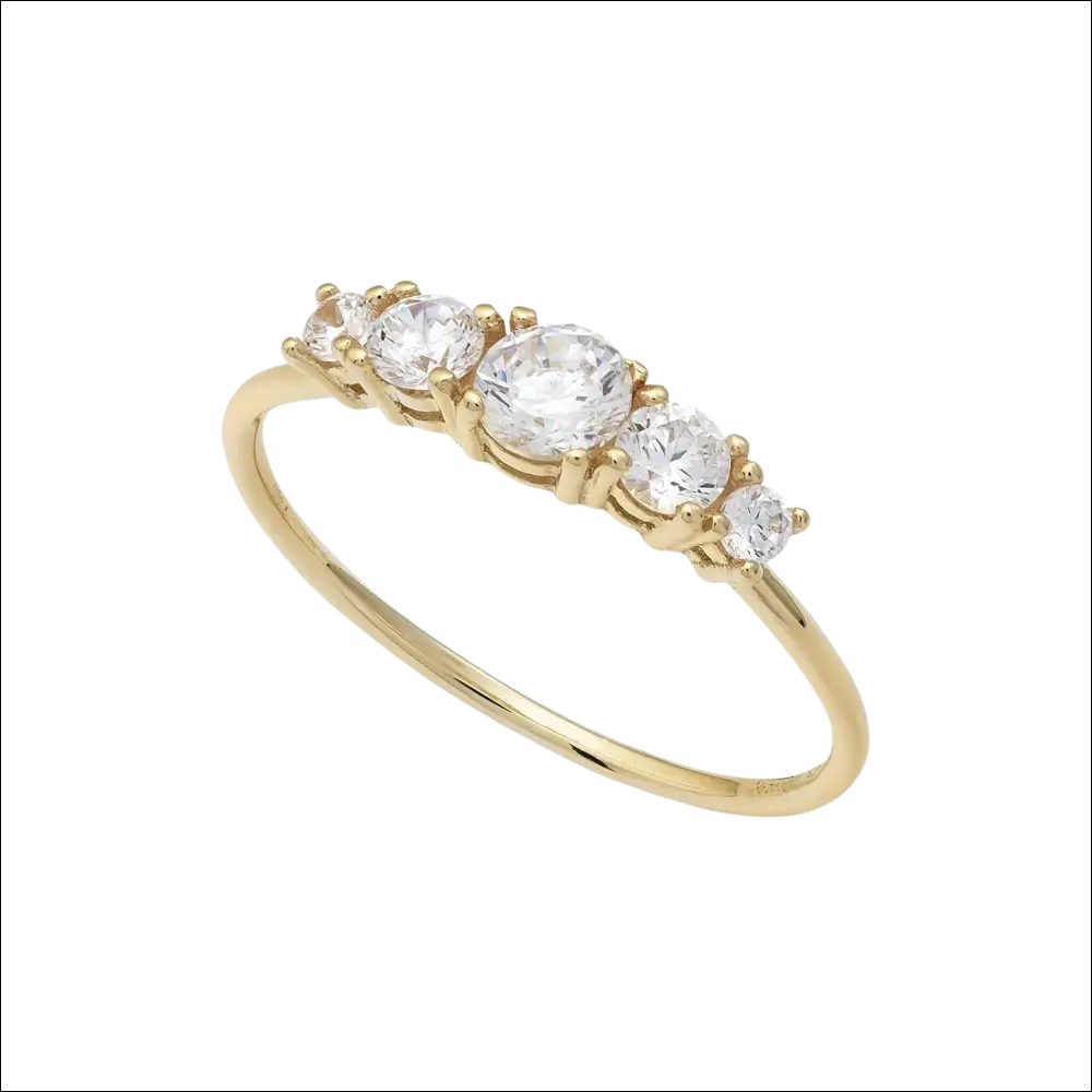 Anello Fedina Oro Giallo 14k e zirconi bianchi Ambrosia AAZ 103