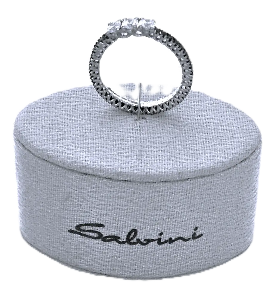 Fedina oro Salvini trilogy diamanti bianchi e black su scatola in tessuto