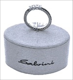 Fedina oro Salvini trilogy diamanti bianchi e black su scatola in tessuto