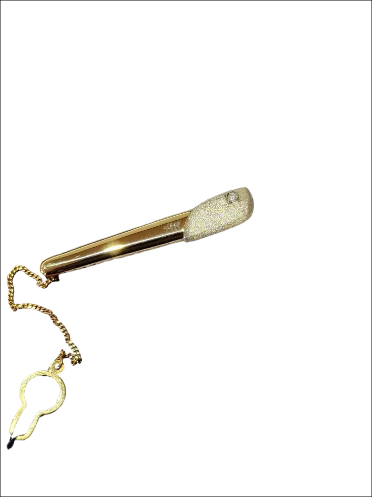 Fermacravatta Oro Bianco Giallo UNOAERRE con diamante e finitura glitterata