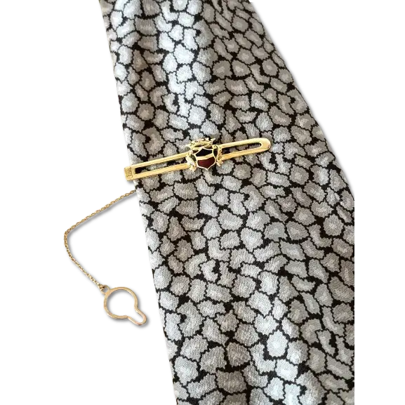 Fermacravatta oro giallo 750/1000 con blasone in smalto - fermacravatta