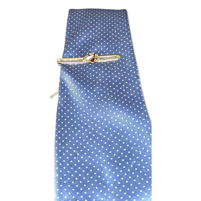 Fermacravatta oro giallo 750/1000 con blasone in smalto bianco e rosso - fermacravatta