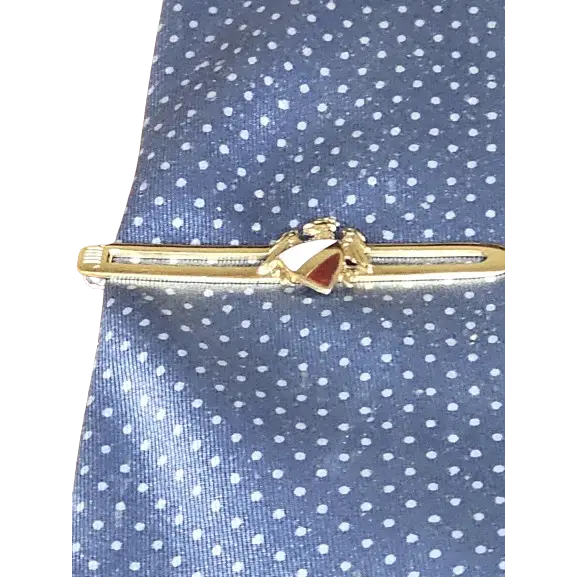 Fermacravatta oro giallo 750/1000 con blasone in smalto bianco e rosso - fermacravatta