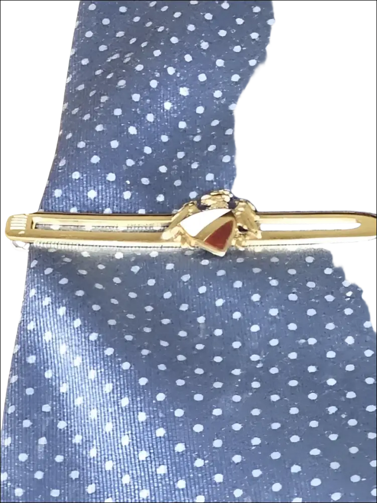 Fermacravatta Oro Giallo e Blasone con barca a vela smaltata oro bianco rosso