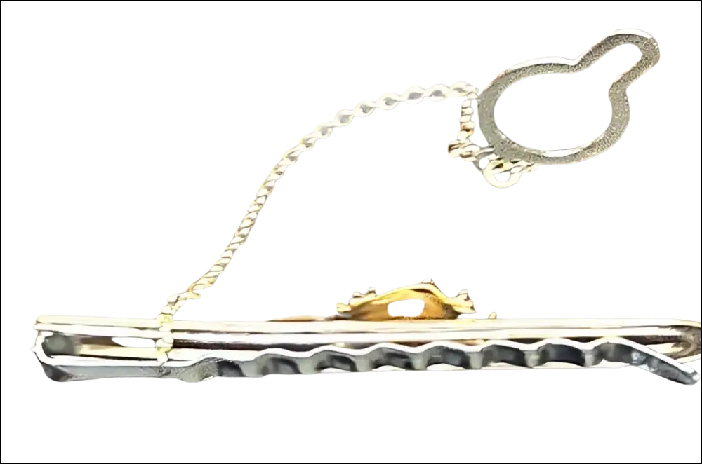 Fermacravatta Oro Giallo e Blasone con clip oro e catena ovale