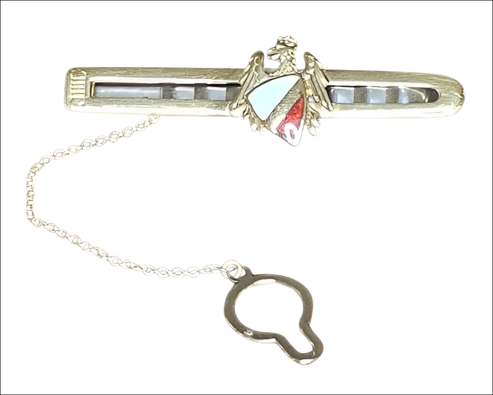 Fermacravatta Oro Giallo e Blasone con aquila smaltata rosso-bianco