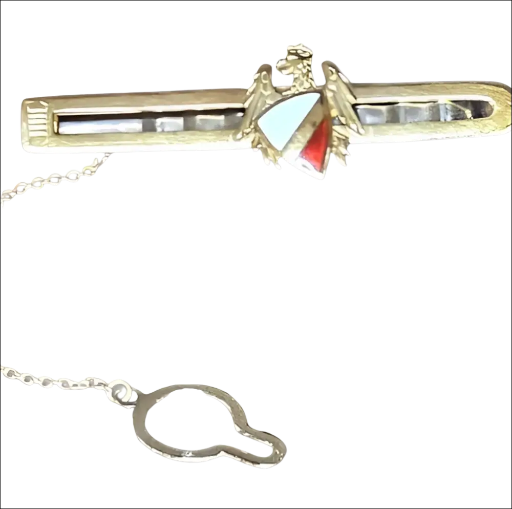 Fermacravatta oro giallo con blasone aquila e scudo bianco rosso