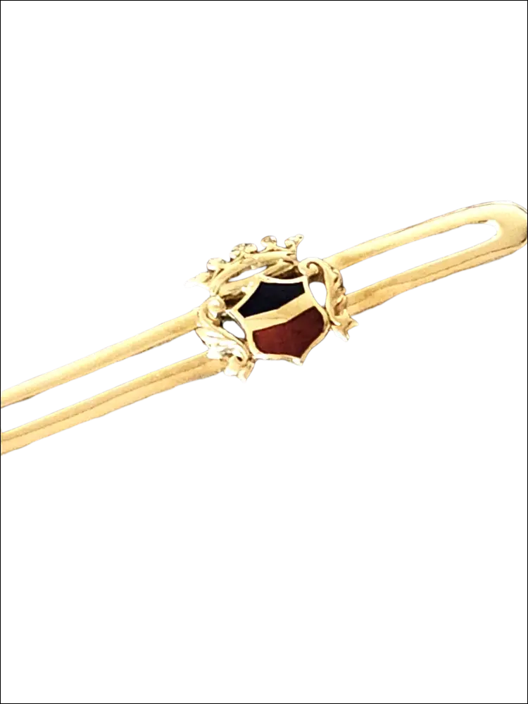 Fermacravatta oro giallo con blasone smaltato rosso e nero