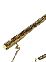 Fermacravatta oro giallo UNOAERRE con catena e trama intrecciata
