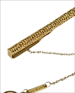 Fermacravatta oro giallo UNOAERRE con catena delicata e trama intrecciata