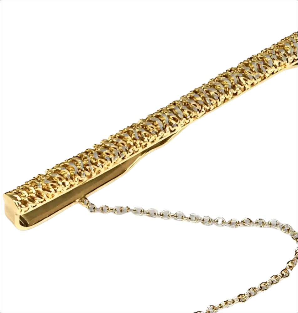Fermacravatta Oro Giallo UNOAERRE oro con catena e trama intrecciata