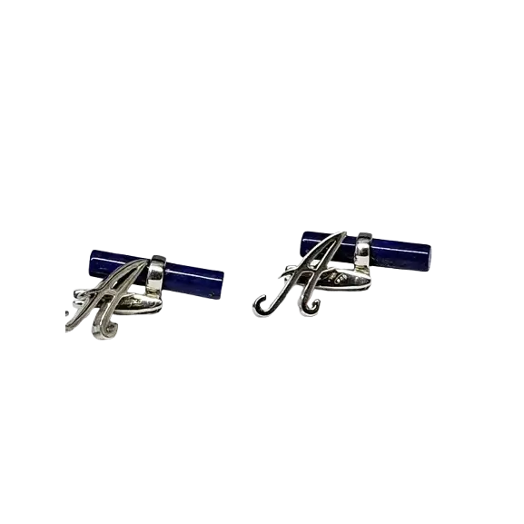 Gemelli argento lettera A terminale lapislazzuli Obsigno - Gioielleria Bonini
