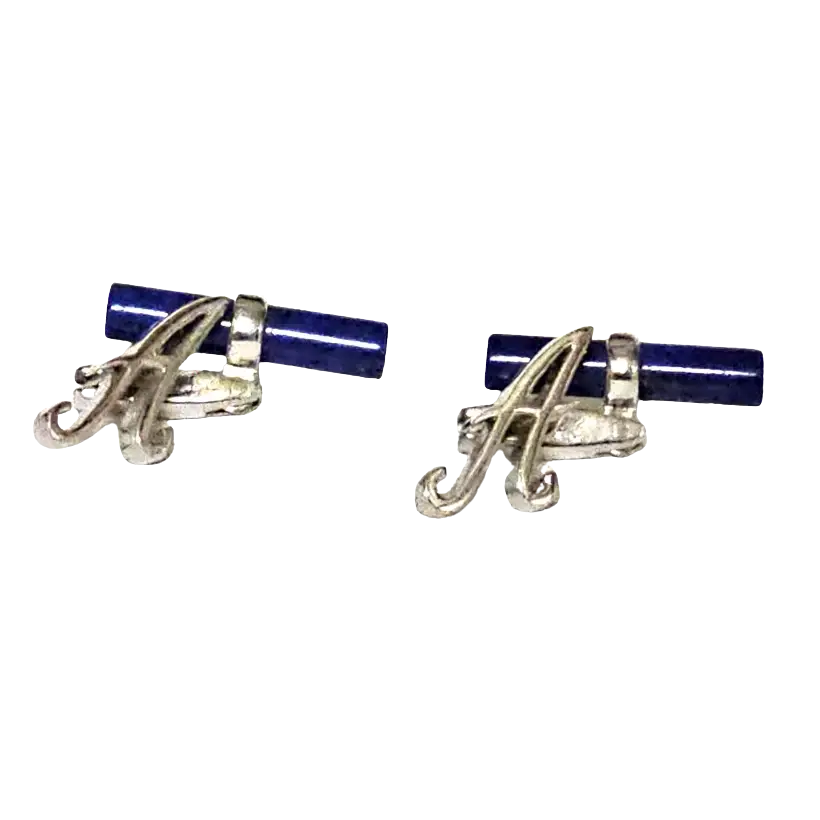 Gemelli argento lettera A terminale lapislazzuli Obsigno - Gioielleria Bonini