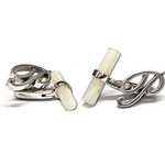 gemelli argento lettera P terminale madreperla Obsigno|bonini-gioielli