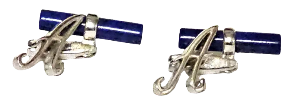 Gemelli argento OBSIGNO con lapislazzuli e lettera A elegante
