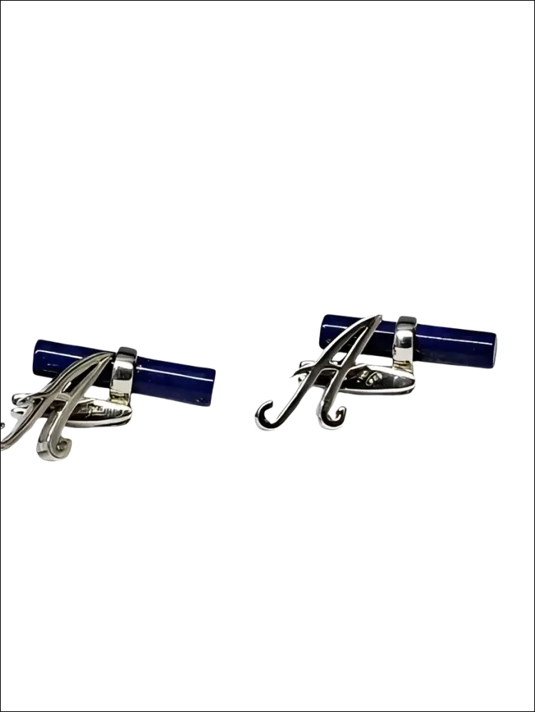 Gemelli argento OBSIGNO con lapislazzuli e lettera A elegante