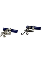 Gemelli argento OBSIGNO con lapislazzuli e lettera A elegante