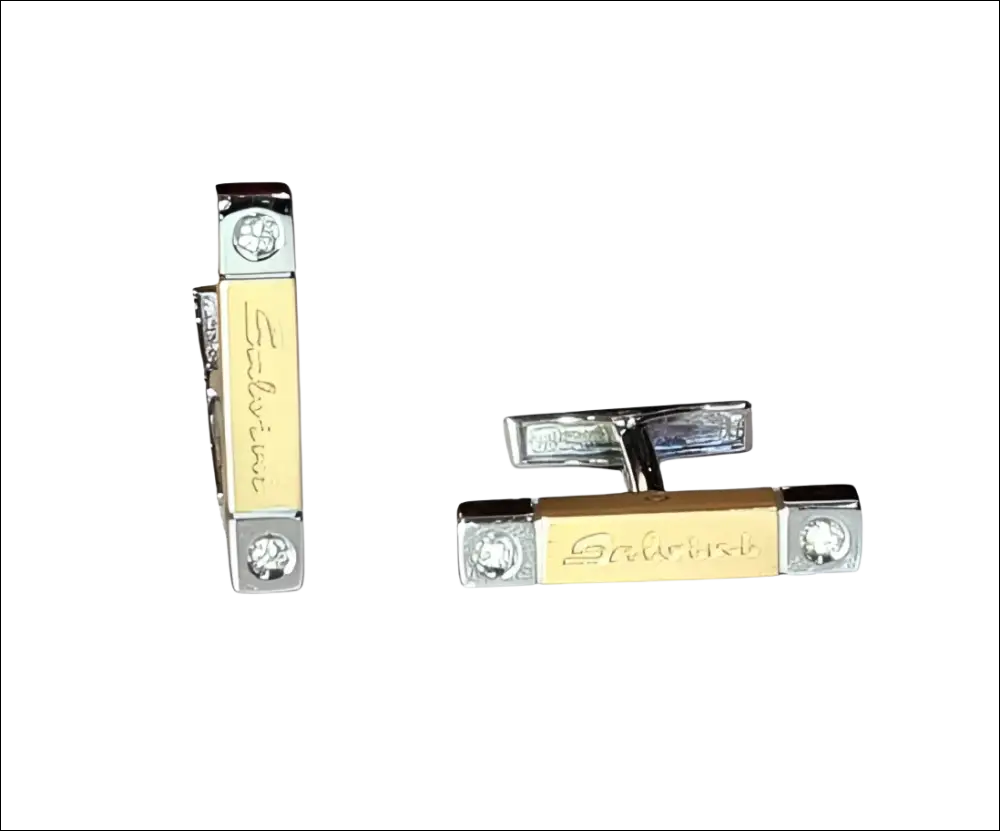 Gemelli oro e argento Salvatore Ferragamo con accenti diamanti Salvini Soho