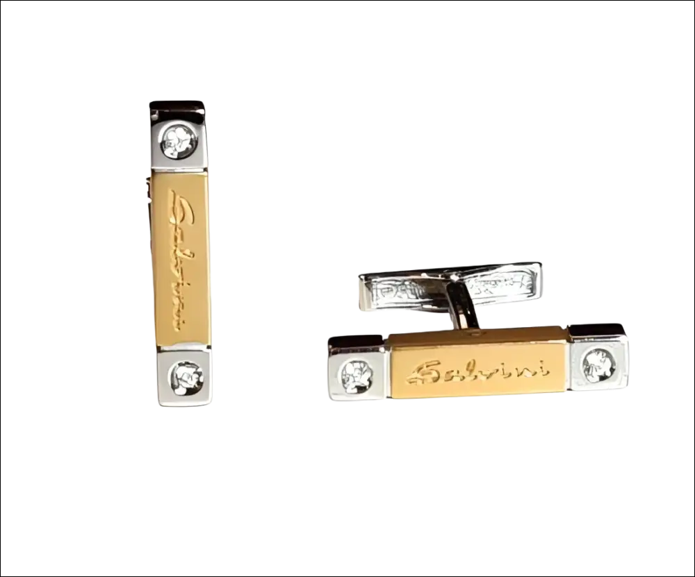 Gemelli Salvini Soho oro e argento con cristallo incisi Salvini