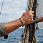 Bracciale uomo doppio cavetto acciaio blu e oro|bonini-gioielli