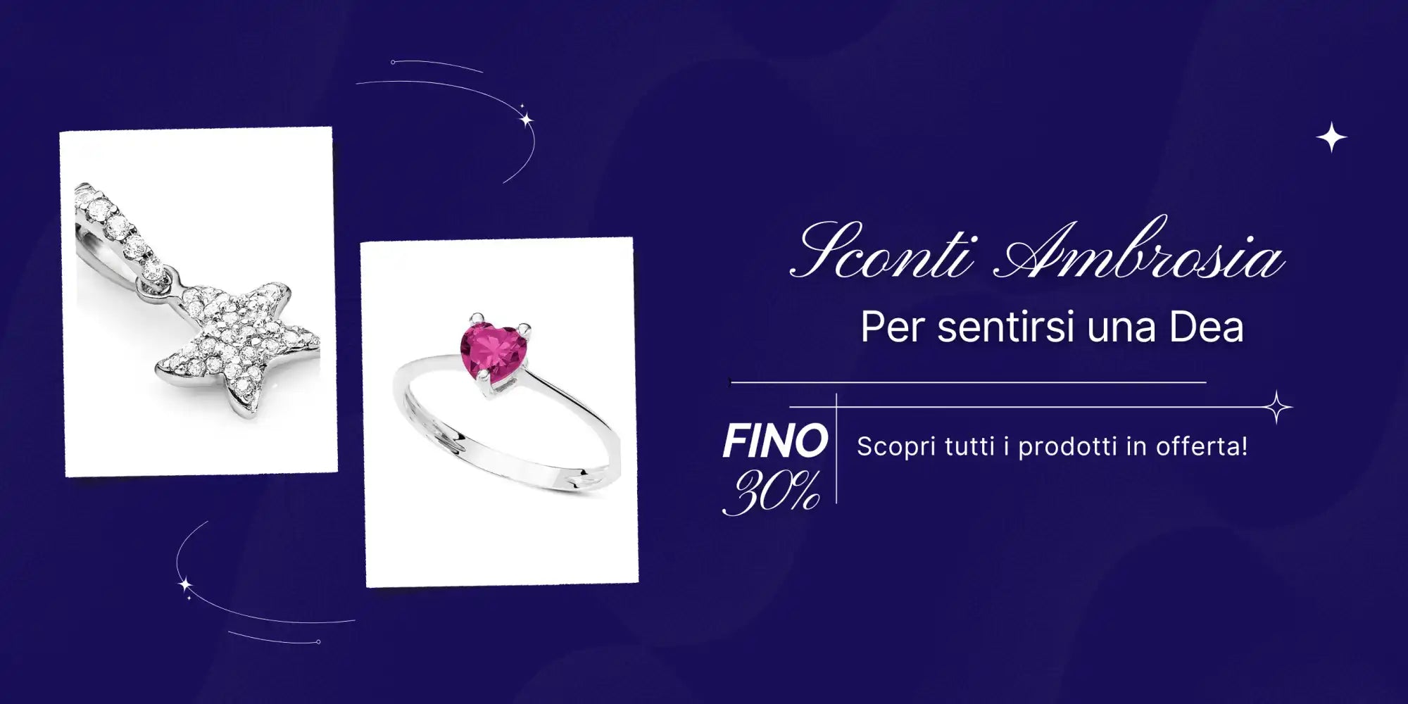 Gioielli con un ciondolo a forma di stella e un anello a forma di cuore.