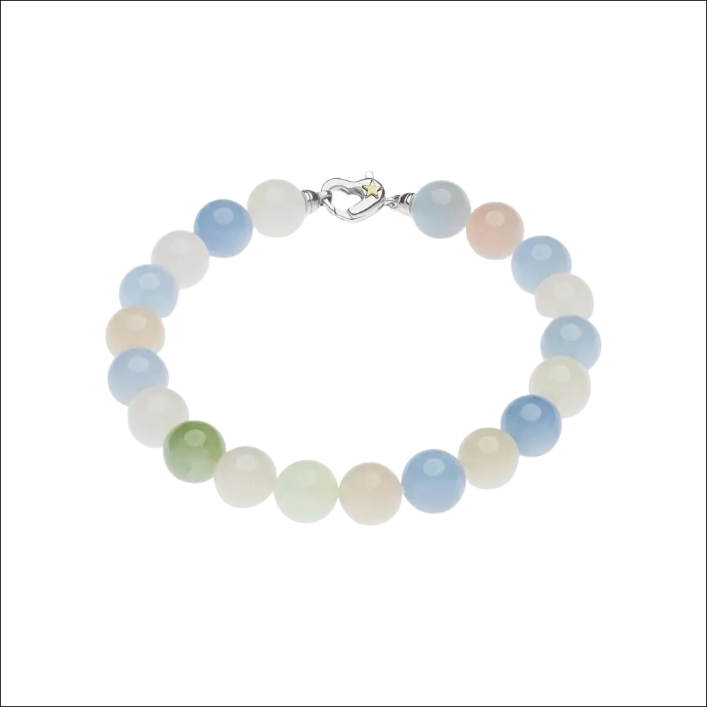 Girocollo Berillo Multicolor con perline pastello e clasp a cuore argento