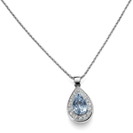 Girocollo oro bianco con goccia acquamarina e diamanti|bonini-gioielli