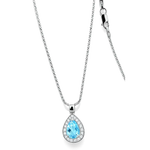 Girocollo oro bianco con goccia acquamarina e diamanti|bonini-gioielli