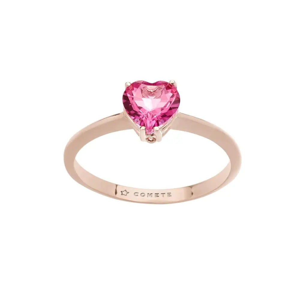 anello parure girocollo oro bianco con topazio rosa a cuore COMETE GLB 1548|bonini-gioielli