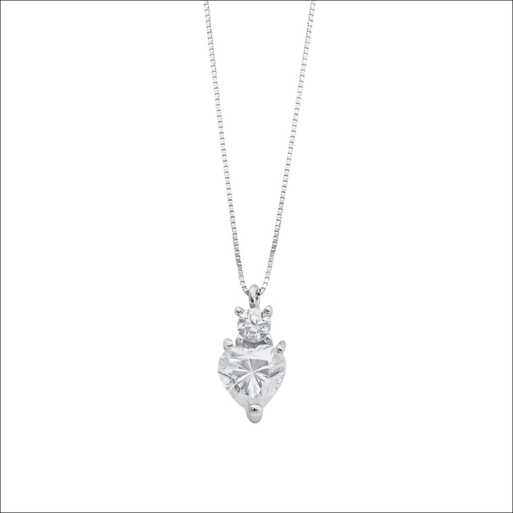 Girocollo Ambrosia AGZ 401 cuore con zirconi in oro bianco