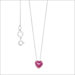 Girocollo oro bianco e topazio rosa fantasia di topazio, delicata catena argento con pendente cuore rosa