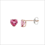 Orecchini a cuore rosa in oro rosa con Girocollo Oro Bianco e Topazio Rosa