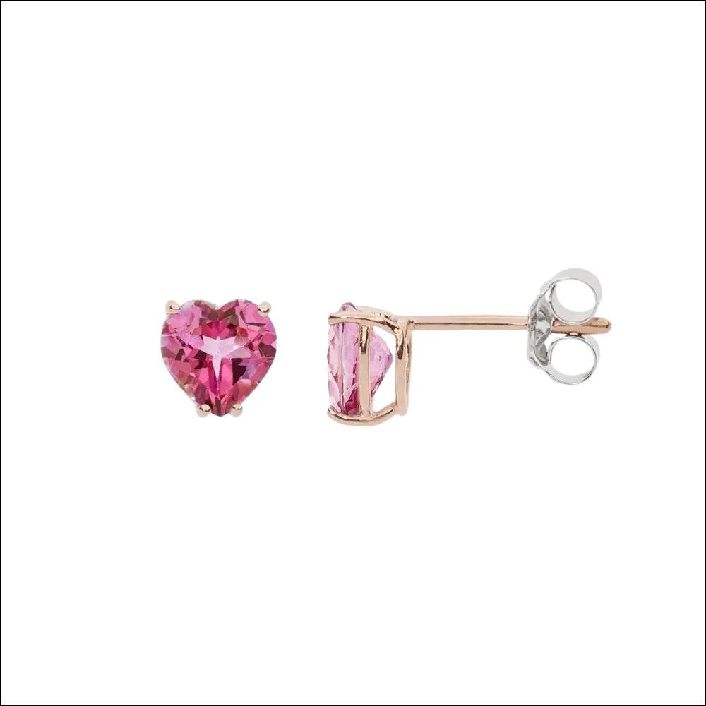 Orecchini a cuore rosa in oro rosa con Girocollo Oro Bianco e Topazio Rosa