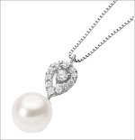 Collana Girocollo Oro Bianco con perla bianca e zirconia a goccia con catenina in argento