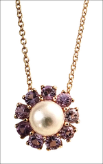 Girocollo oro rosa ciondolo perla e topazi rosa BLISS parure con anello