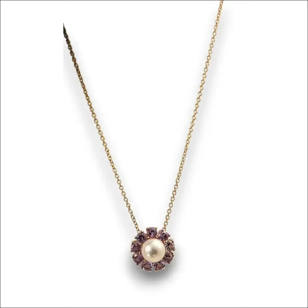 Girocollo oro rosa con ciondolo perla e topazi rosa BLISS|bonini-gioielli