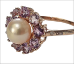 anello oro rosa parure Girocollo oro rosa con ciondolo perla e topazi rosa BLISS