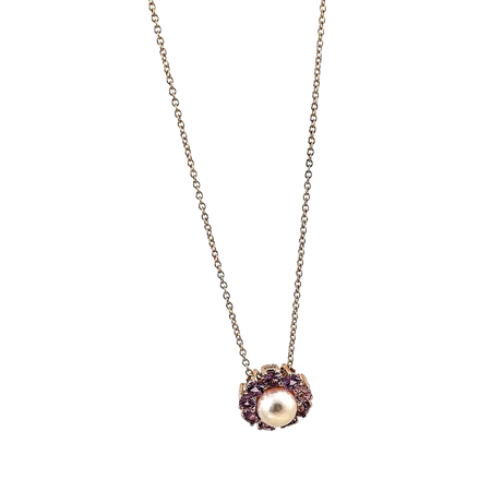 Girocollo oro rosa ciondolo perla e topazi rosa BLISS|bonini-gioielli