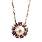 Girocollo oro rosa ciondolo perla e topazi rosa BLISS parure con anello